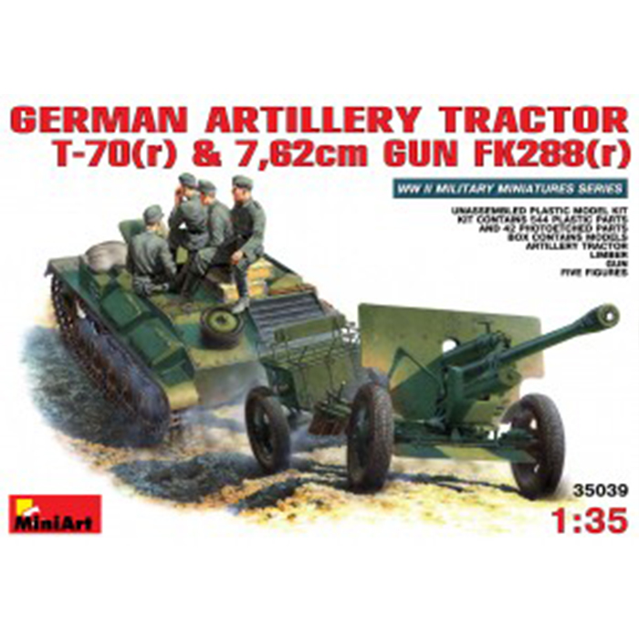 Miniart 1/35 Model German artillery tractor T-70(r) & 7,62cm FK 288(r) w/CREW